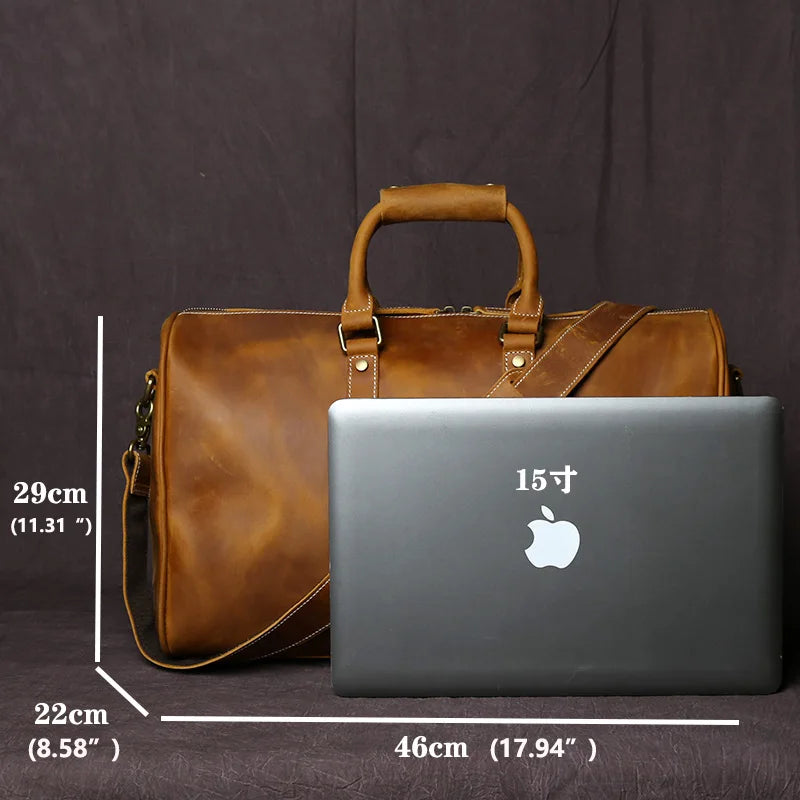 Retro Leather Men's Travel Bag Crazy-horse Leather Large-capacity Luggage Bag Top Layer Cowhide  Men Portable Diagonal Bag NZPJ