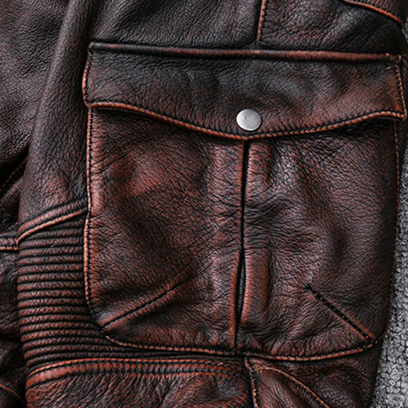 Red Brown Winter Leather Trousers Men Vintage Style Plus Size 4XL Genuine Natural Cowhide Can Add Protection Device Pant
