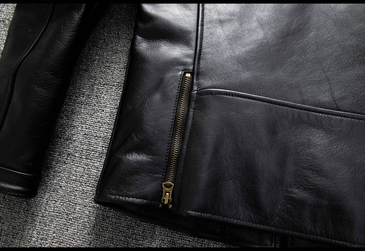 Black Autumn Leather Jacket Men Retro Style Plus Size 6XL Genuine Natural Cowhide Stand Collar J100 Motorcycle Sports Coat