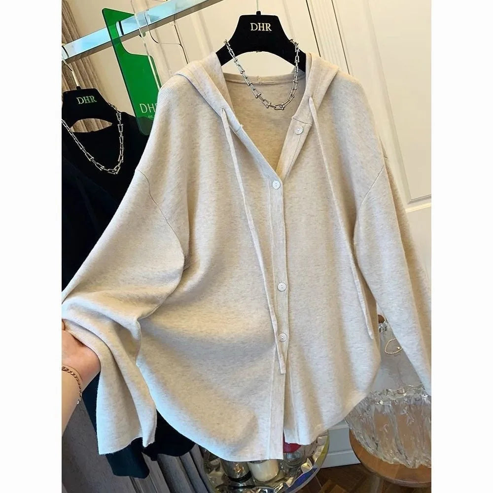 Autumn Winter plus Size Women's Shirt Hooded Cardigan Long Sleeve Slimming Top Casual Style Comfortable Fit Sweatshirt