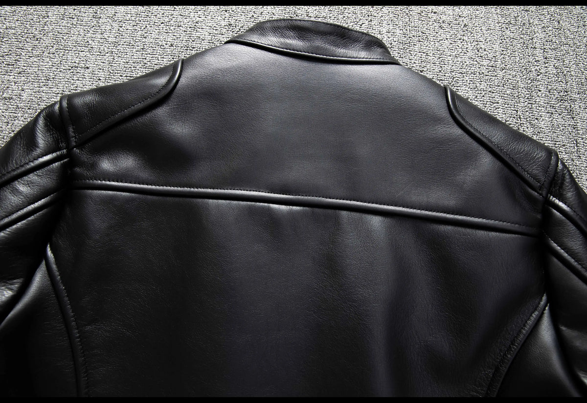 Black Autumn Leather Jacket Men Retro Style Plus Size 6XL Genuine Natural Cowhide Stand Collar J100 Motorcycle Sports Coat
