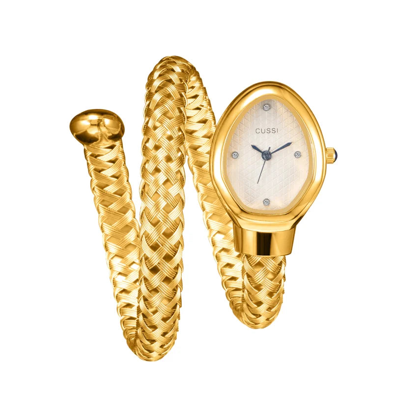4pc Women's Gold Braided Metal Elegant Diamond Accent Sunglasses Perfume Quartzartz Watch Gift Box Set Daily Wear Valentine