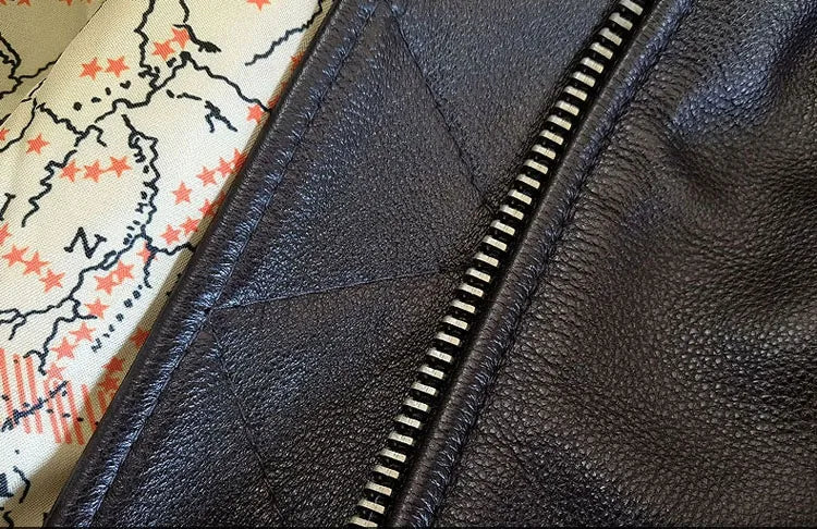 Dark Brown Autumn Leather Jacket Women Retro Style Plus Size 3XL Genuine Natural Cowhide Wool Collar Military G1 Flight Coat