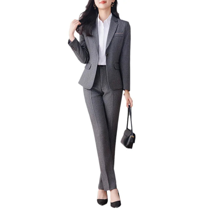 Business Formal Suit Set for Women College Students Job Interview Workwear Small Size Female Jacket Professional Top