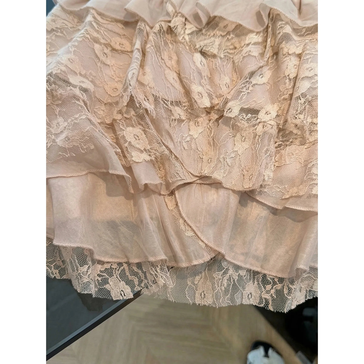 Sweet Style Ruffle Hem Short Skirt Layered Bouncy Mini Skirt for Girls Spring Summer Fashion Mixed Fabric Cake Skirt