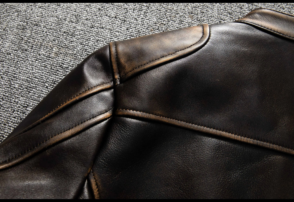 Dark Brown Autumn Leather Jacket Men Retro Style Plus Size 6XL Genuine Natural Cowhide Stand Collar J100 Motorcycle Sports Coat