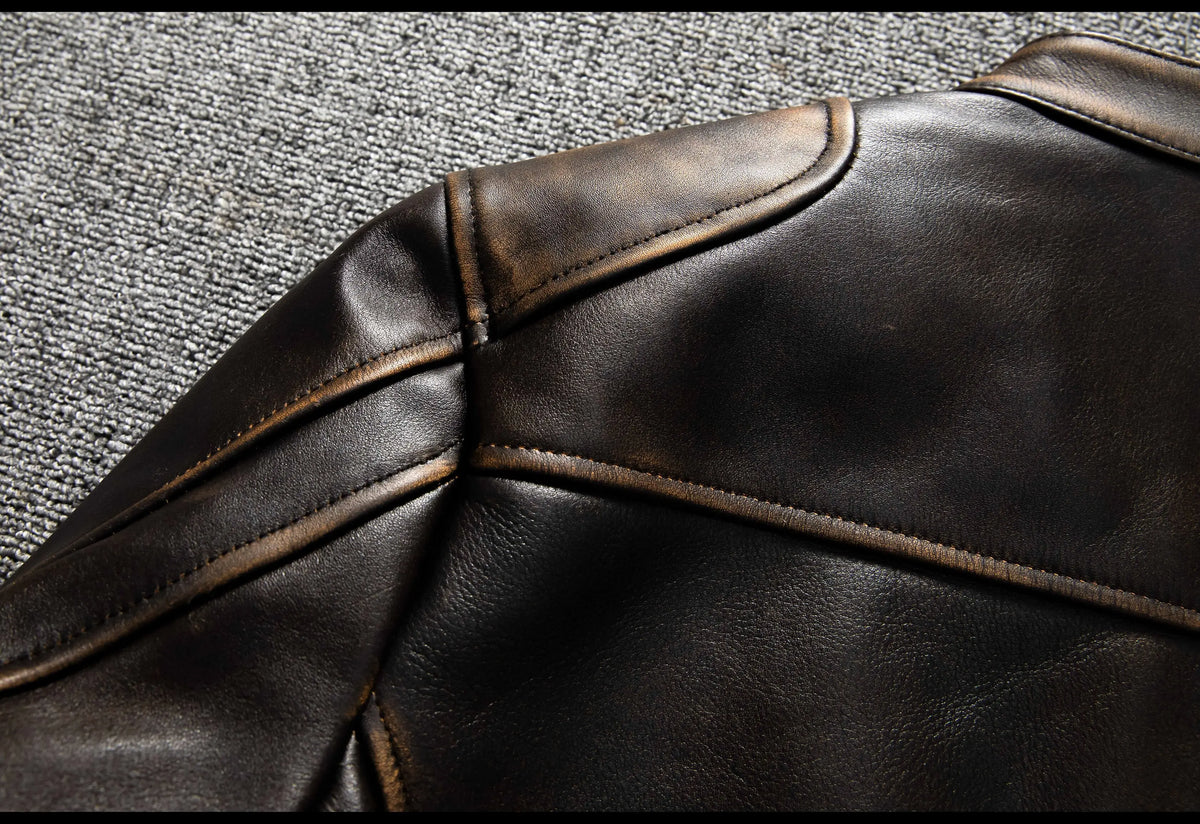 Dark Brown Autumn Leather Jacket Men Retro Style Plus Size 6XL Genuine Natural Cowhide Stand Collar J100 Motorcycle Sports Coat