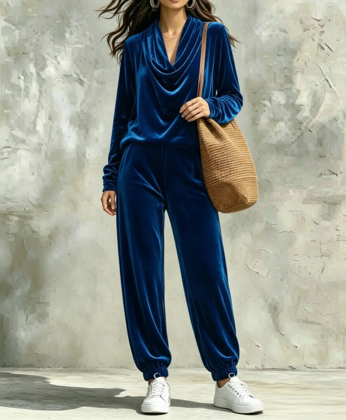 Fashionable Casual Long Sleeve Women's Top And Pants Set Comfortable Korean Velvet Fabric T-Shirt Style Pure Color Spring Aut...