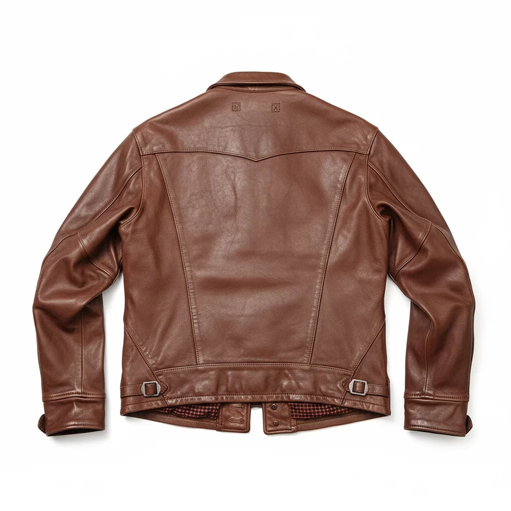Genuine Natural Sheepskin Turn-Down Collar Single Breasted Coat Red Brown Spring Leather Jacket Men Retro Style Plus Size 4XL