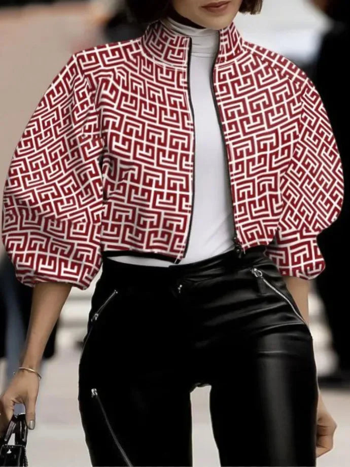 Plus Size 2024 Spring Autumn New Cross-Border Plus Size Women's Clothing Fashionable Elegant Plaid Printing Cropped Top Jacket