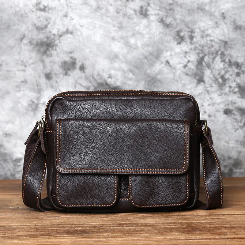 Retro Handmade Leather Men's Shoulder Bag First Layer Cowhide Crossbody Messenger Bag Casual Trend Men Bag 8 Inch Ipad Bag NZPJ