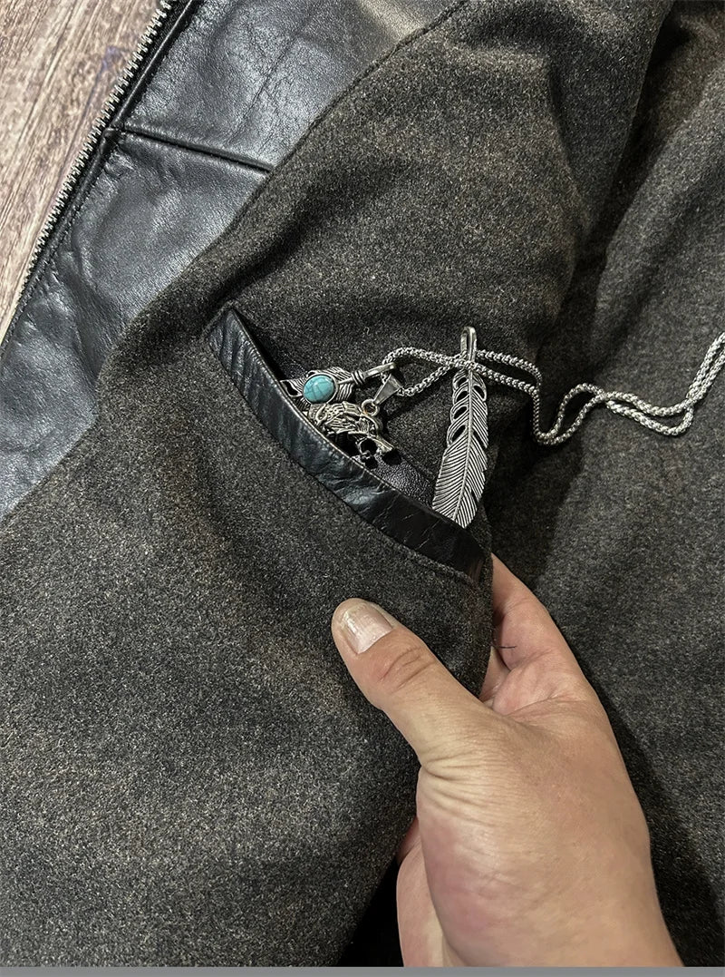 Black Winter Leather Jacket Men Vintage Style Plus Size 5XL Genuine Natural Cowhide Stand Collar Slim Fit Leather Coat