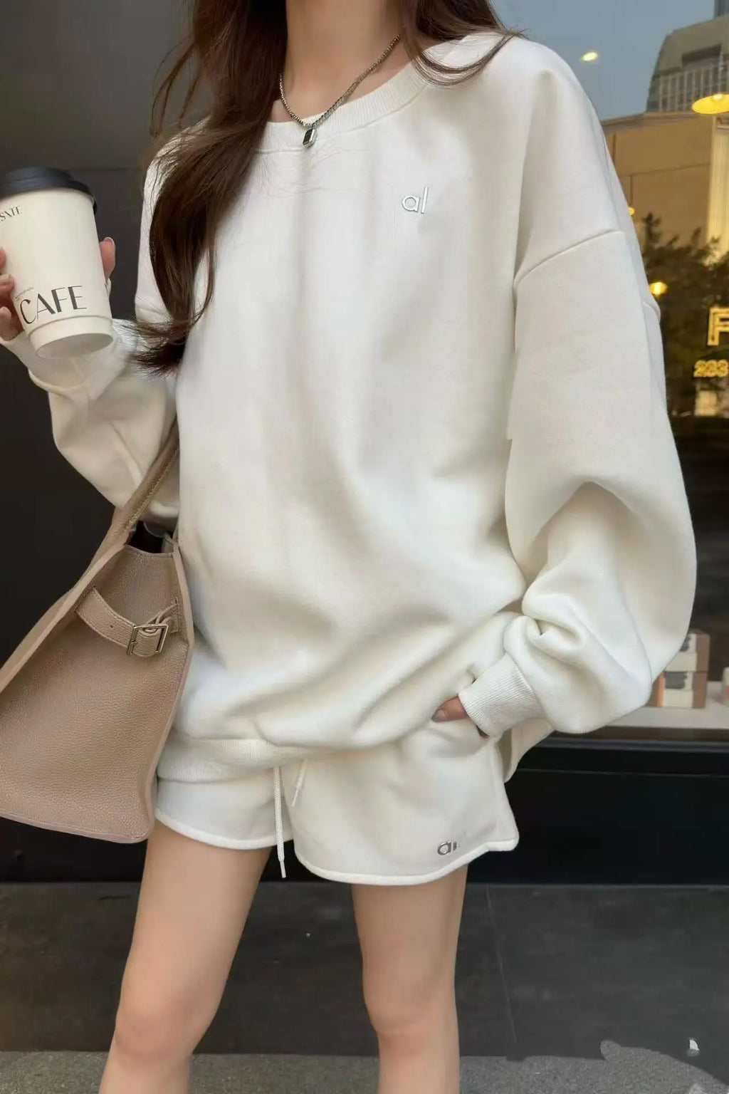 Pure Cotton Sweatshirt round Neck Casual Sporty Versatile Autumn Winter New Style Couple's Letter Print Comfortable Fit Hoodie