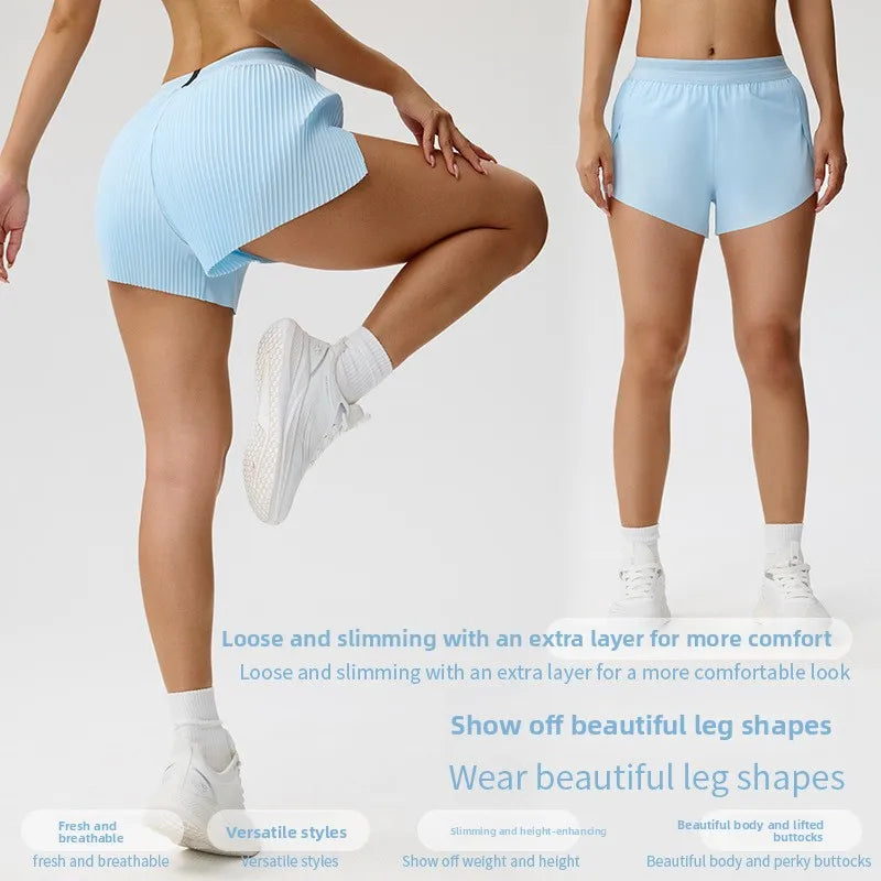 Cooling Mint Fitness Shorts Women's Three-quarter Length Tennis Yoga Pants Inner Lining Prevents Light Walking Show Fatigue R...