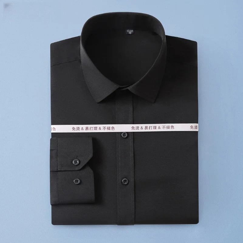 New Men Shirts Long Sleeve Dress Shirts For Men Slim Fit Camisa Social Business Blouse White Blue Office Shirt Male Clothing