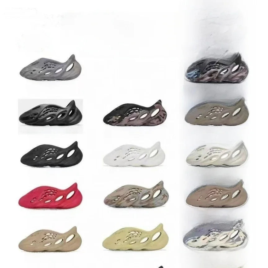 Casual Hollow out Thick Heel Couple Sandals Beach Outdoor Slippers Men Women Breathable Flip Flops Leather Upper Rubber Sole
