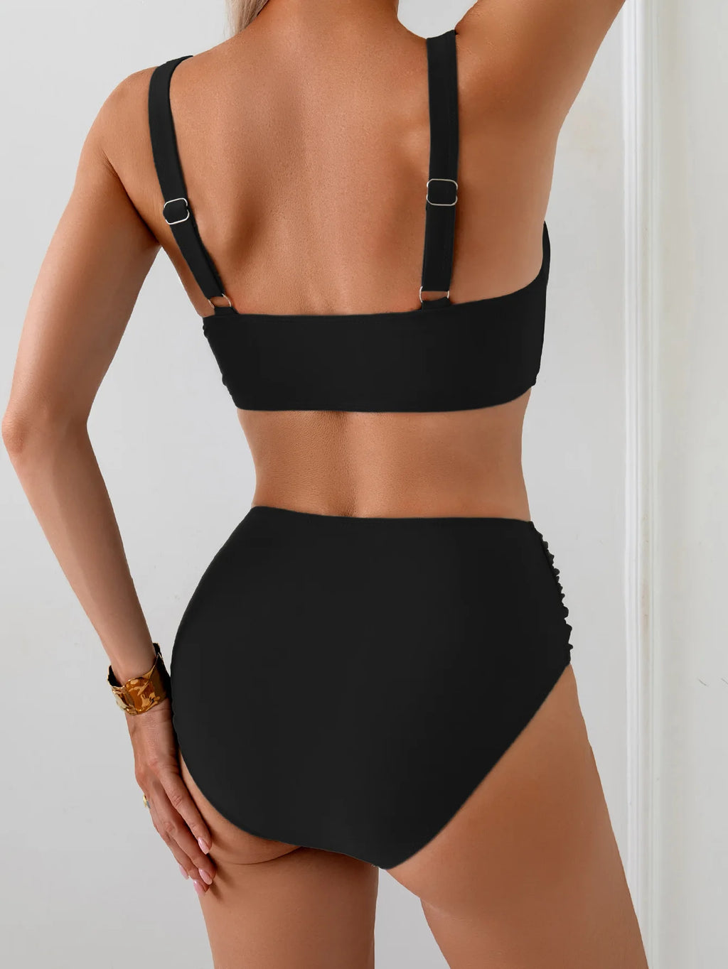 Sexy Bikini Swimsuit Women's High Waist Two Piece Beach Vacation Clothing Slimming Cover up Nylon Fabric with Chest Pad