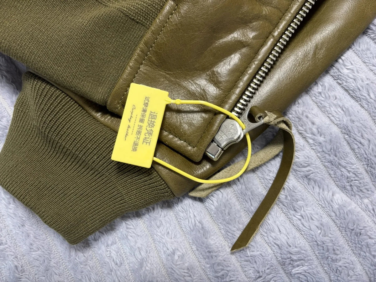 Olive Green Autumn Pilot Leather Jacket Men Military Style Plus Size 5XL Genuine Natural Cowhide CWU-45P Flight Leather Coat