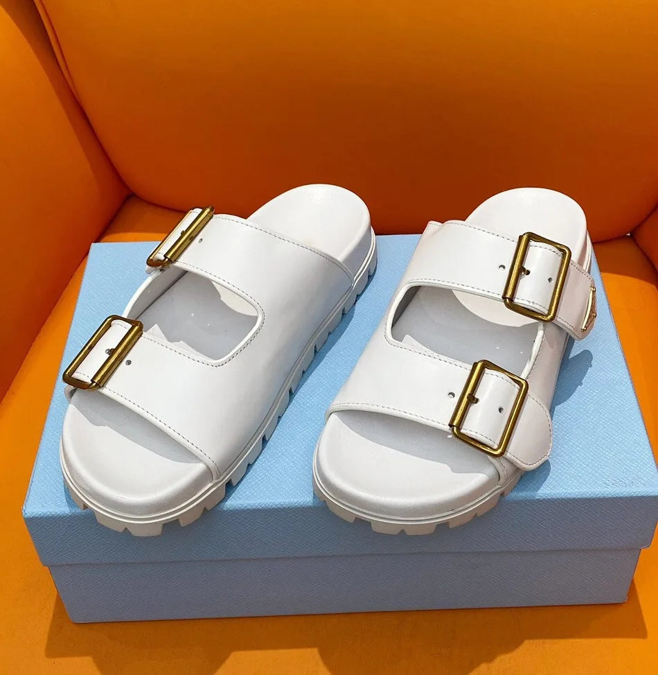 Roman Style Asymmetrical Bottom Sandals Genuine Leather Beach Slippers Women's Outdoor Wear Breathable Anti-slip Comfortable
