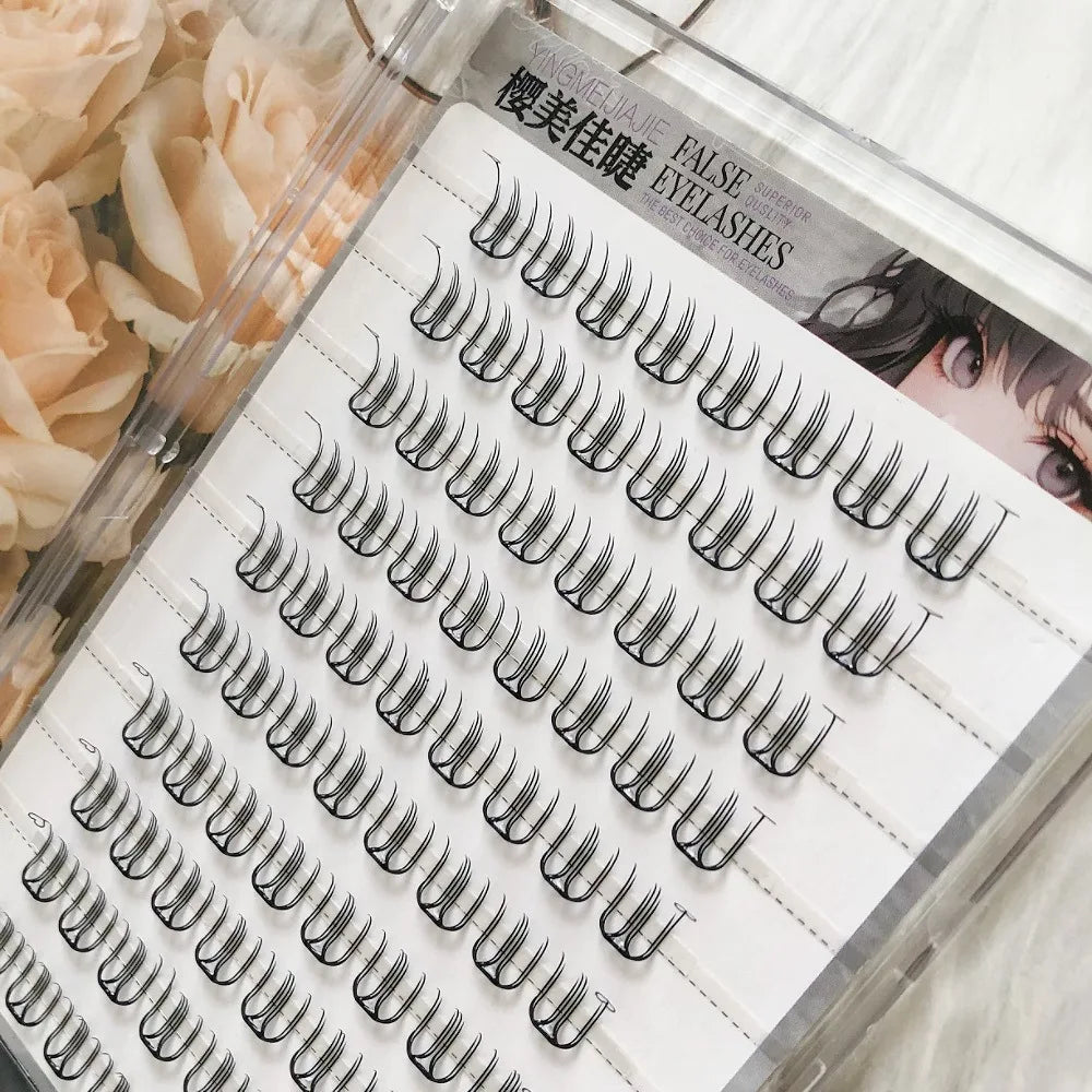 Korean Style U-Shaped Fake Eyelashes Heart Tail End Girls Group Soft Age-Reducing Natural Looking Fiber Material for Ordinary...