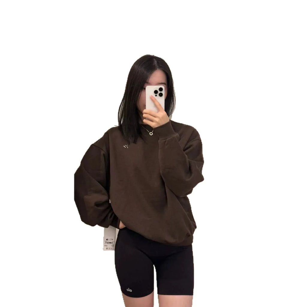 Pure Cotton Sweatshirt round Neck Casual Sporty Versatile Autumn Winter New Style Couple's Letter Print Comfortable Fit Hoodie