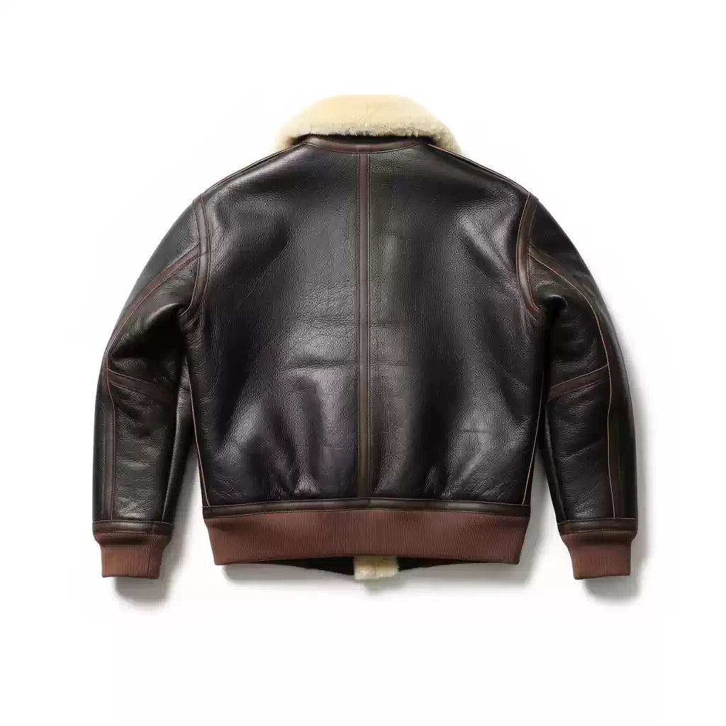 Black Winter Shearling Jacket Men Military Style Plus Size 4XL Genuine Natural Thick Sheepskin Turn-Down Collar A2 Flight Coat