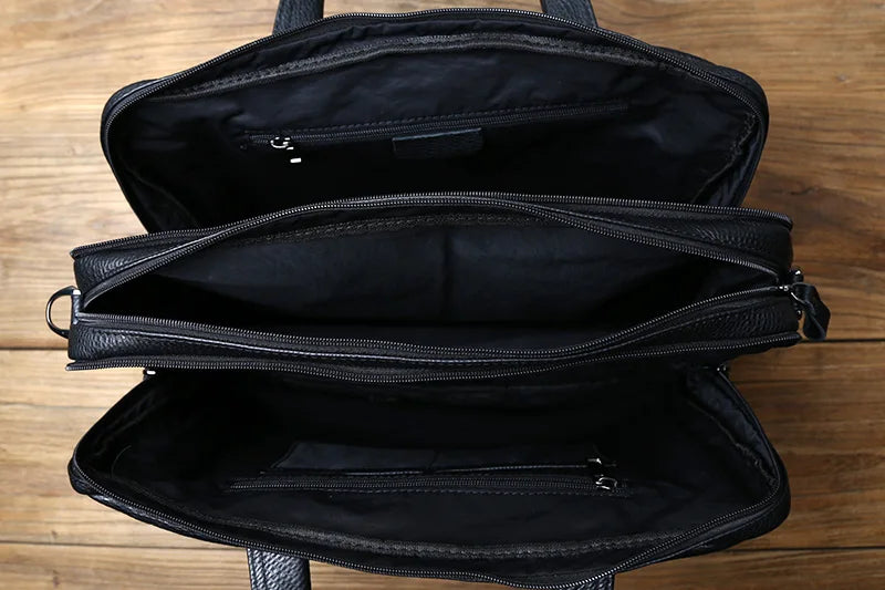 Fashion Leather Men Briefcase Top Layer Cowhide Business Handbag Casual Shoulder Messenger Bag for 15 Inch Laptop Bag NZPJ