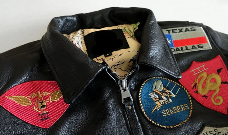 Black Autumn Leather Jacket Women Retro Style Plus Size 3XL Genuine Natural Cowhide Turn-Down Collar Military G1 Flight Coat