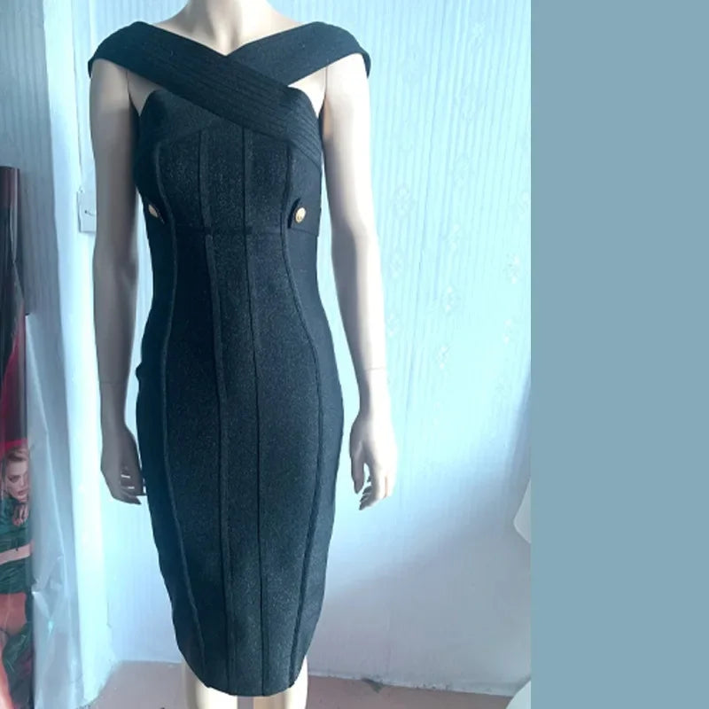 Sexy Off-Shoulder Gold Silk Silver Edge Dress 23European Women's Clothing Sleeveless Prom Night Gown Middle Skirt