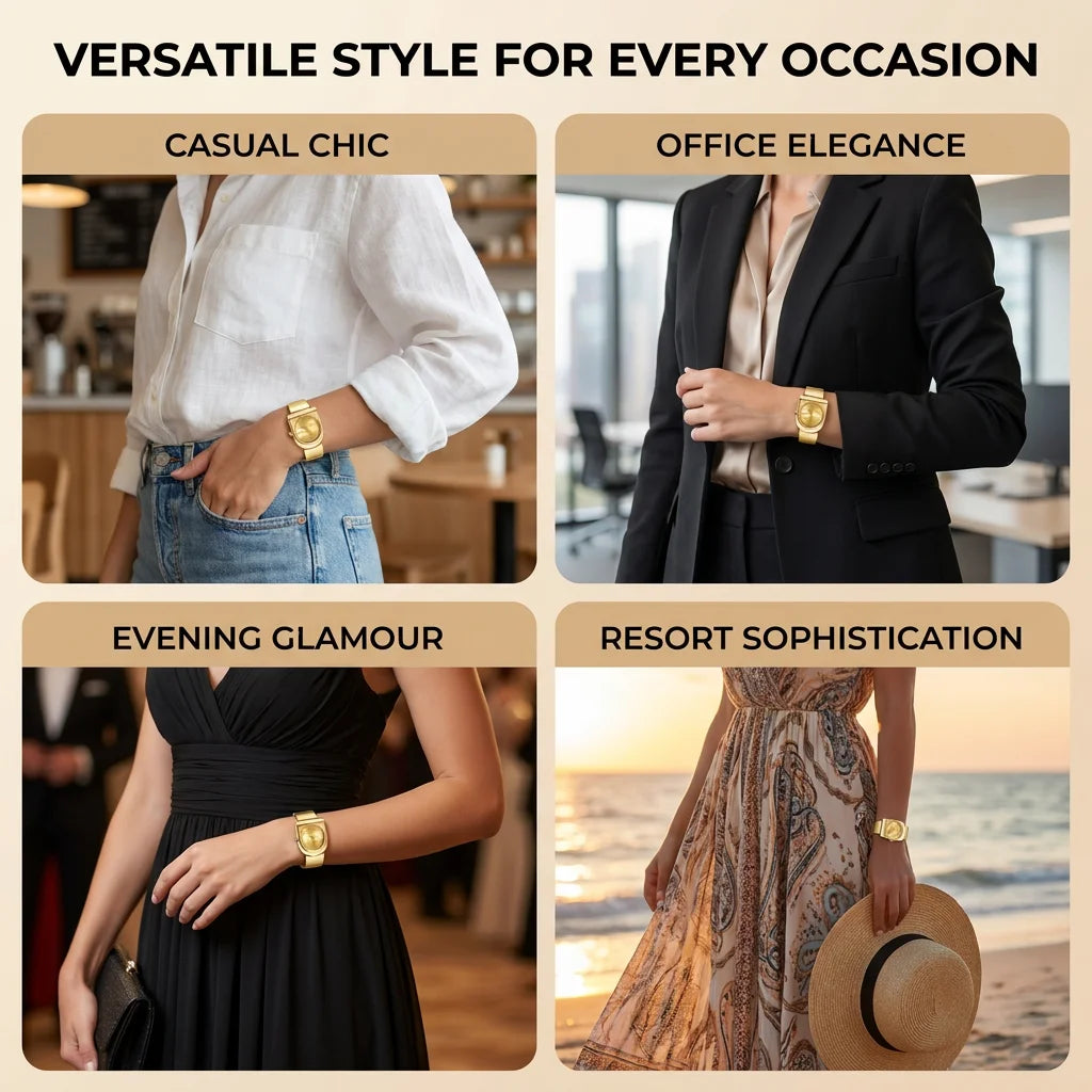 1Pcs Women's Gold Dial Alloy Strap Vintage Fashion Classic Fashion Details Quartz Watch For Business Party Holiday