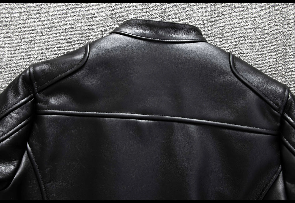 Black Autumn Leather Jacket Men Retro Style Plus Size 6XL Genuine Natural Cowhide Stand Collar J100 Motorcycle Sports Coat