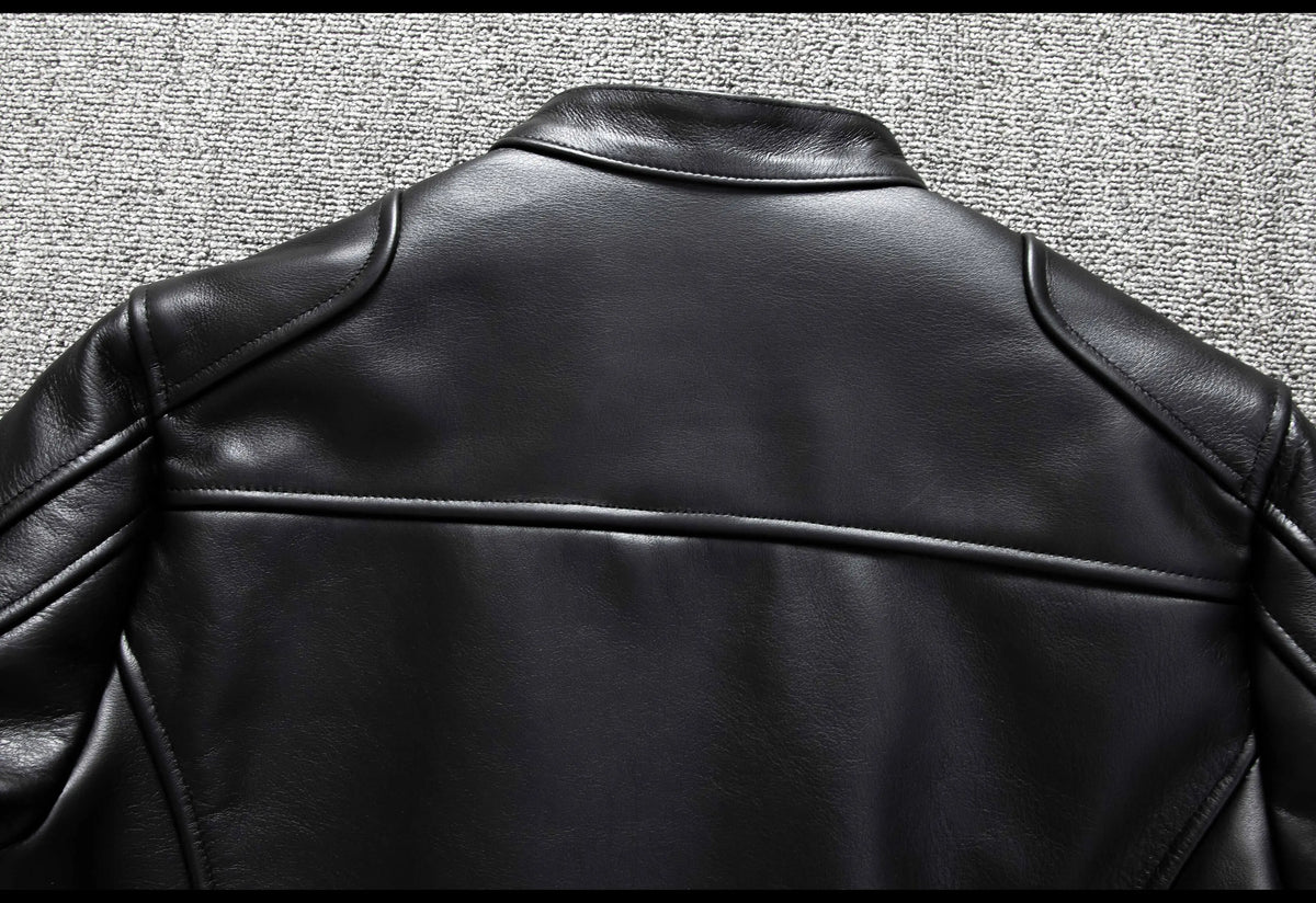 Black Autumn Leather Jacket Men Retro Style Plus Size 6XL Genuine Natural Cowhide Stand Collar J100 Motorcycle Sports Coat