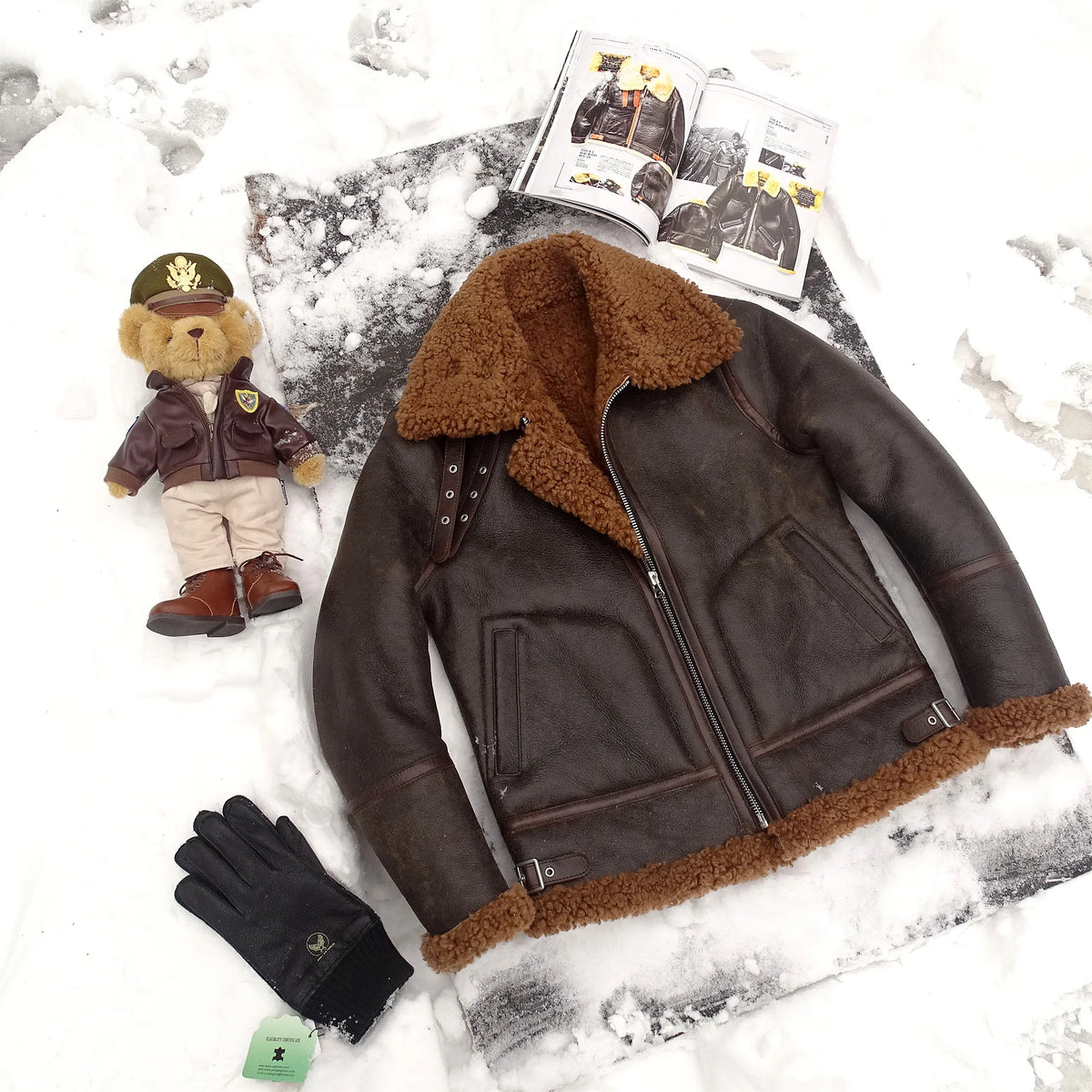 Dark Brown Winter Shearling Jacket Men Retro Vintage Style Plus Size 4XL Genuine Natural Sheepskin Bomber Military Flight Coat