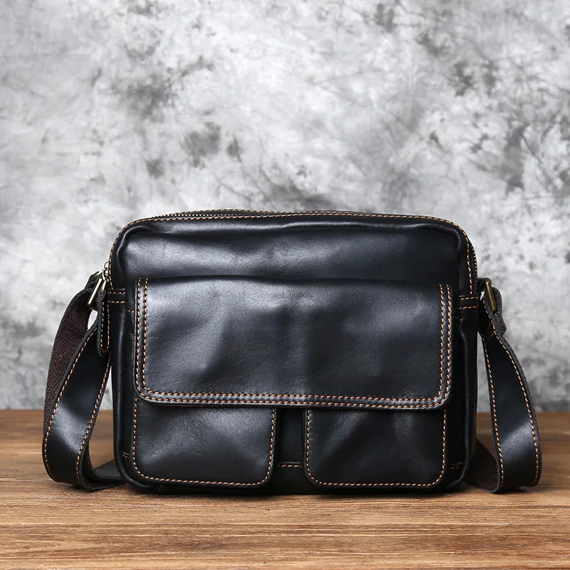 Retro Handmade Leather Men's Shoulder Bag First Layer Cowhide Crossbody Messenger Bag Casual Trend Men Bag 8 Inch Ipad Bag NZPJ