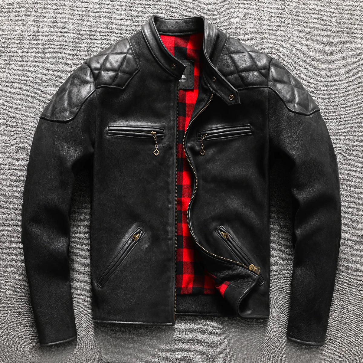 Black Winter Leather Jacket Men Sports Style Plus Size 5XL Genuine Natural Thick Cowhide Stand Collar Vintage Leather Coat