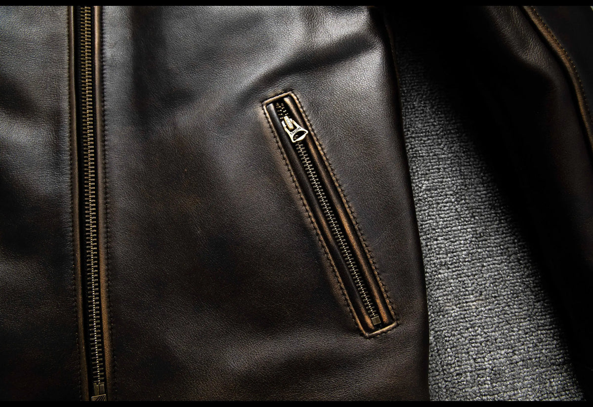 Dark Brown Autumn Leather Jacket Men Retro Style Plus Size 6XL Genuine Natural Cowhide Stand Collar J100 Motorcycle Sports Coat