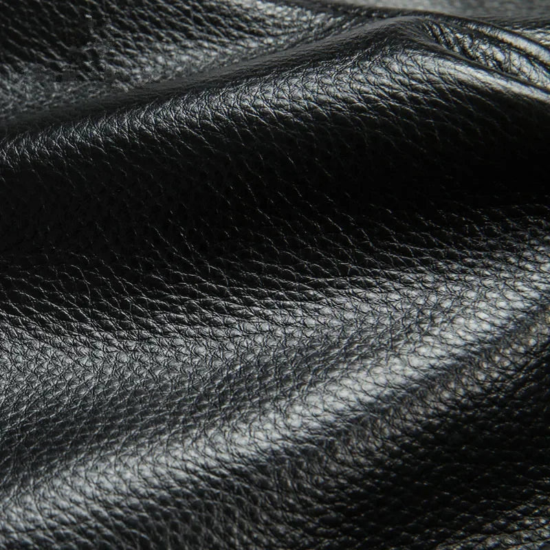 Black Winter Leather Jacket Men Military Style Europe Size Genuine Natural Thick Cowhide Warm Turn-Down Collar A2 Flight Coat