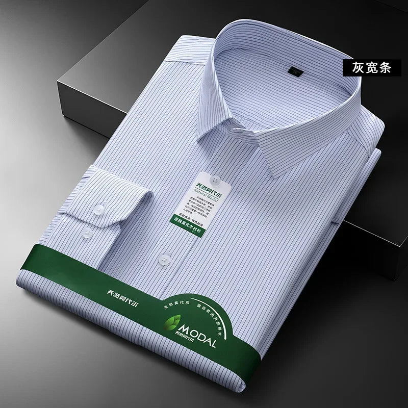 Quality Anti-Wrinkle Men Shirt Long Sleeves Dress Shirts For Men Slim Fit Camisa Social Business White Office Shirt  5XL