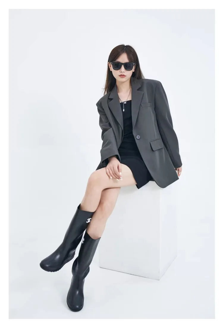 Casual Loose Women's Blazer Spring 2026 New Style Commute Fashionable Polyester Long Sleeve Single Button Patchwork Blazer