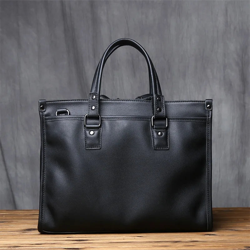 NZPJ Genuine Leather Men Briefcase Natural Cowhide Casual Handbag Soft Leather Business Shoulder Bag For 16 Inch Laptop