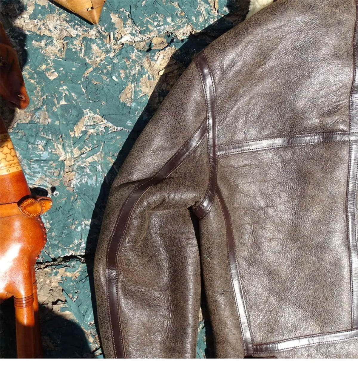 Dark Brown Winter Shearling Jacket Men Retro Style Plus Size 5XL Genuine Natural Thick Sheepskin B6 Bomber Flight Coat