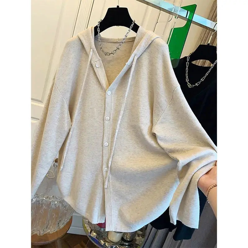 Autumn Winter plus Size Women's Shirt Hooded Cardigan Long Sleeve Slimming Top Casual Style Comfortable Fit Sweatshirt