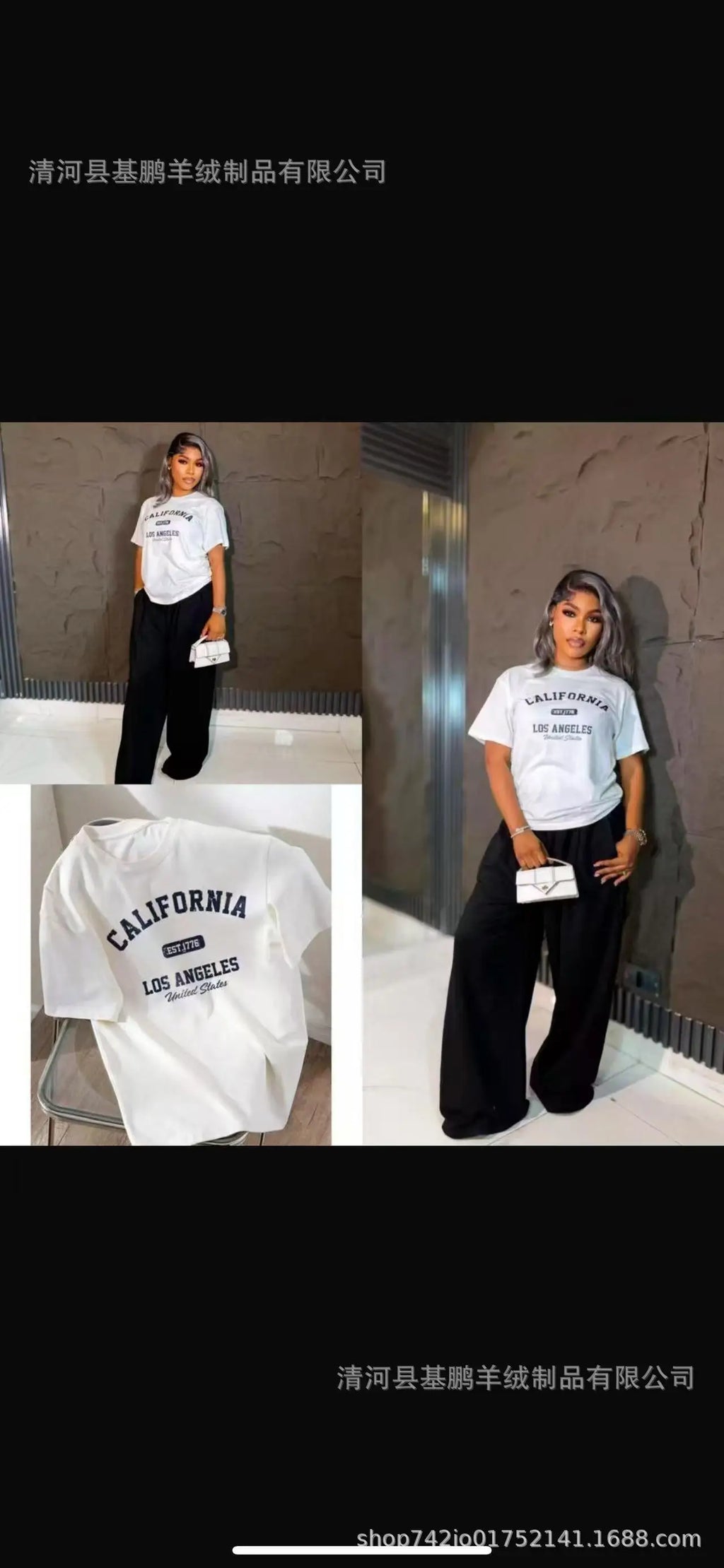 Loose Fit Embroidered Cotton T-Shirt Women's Shoulder Width round Neck Print Short Sleeve Cross-Border Half Sleeve Street Style