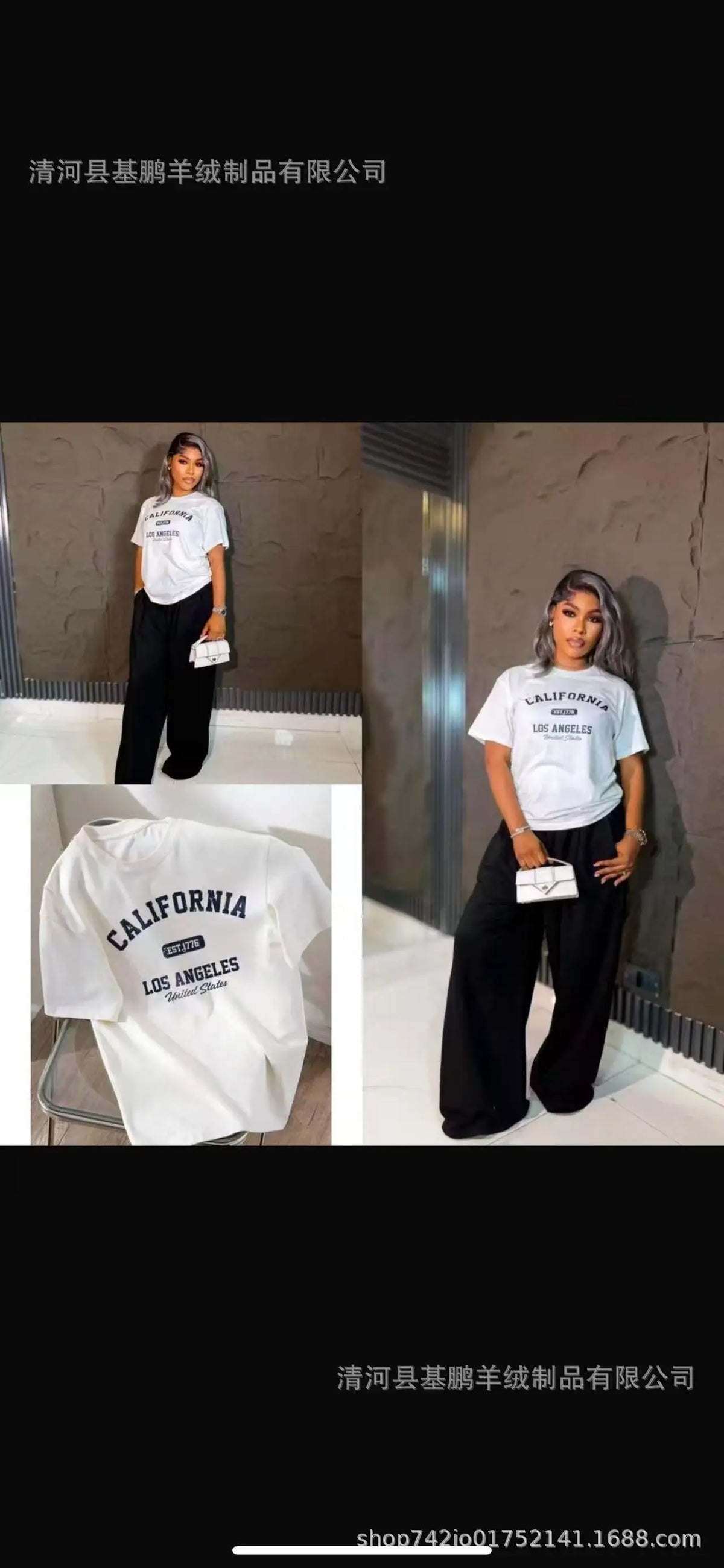 Loose Fit Embroidered Cotton T-Shirt Women's Shoulder Width round Neck Print Short Sleeve Cross-Border Half Sleeve Street Style