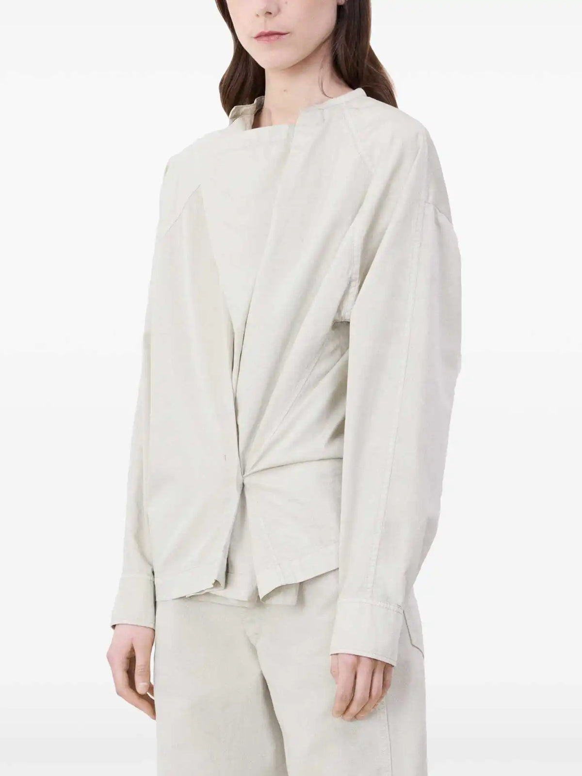 Asymmetric Button Side Split Long Sleeve Women's Shirt Le Home New Color Design Casual Commute Style Cotton British Style