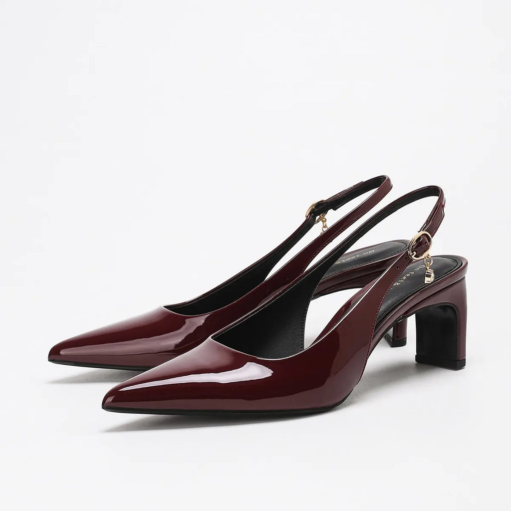 Elegant Pointed Toe Low Heel Chunky Heel Women's Sandals Fashionable New Arrival Simple Stylish Open Toe Pumps PU Lined