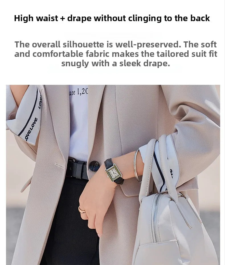 Café Brown Women's Casual Fashionable Suit Jacket Elegant Atmosphere Spring Autumn Season Polyester Spandex Commute Style