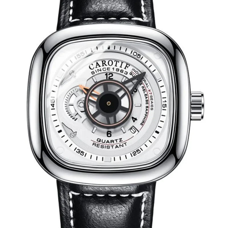 1 piece square case black leather strap ins style niche design personalized dial trendy versatile men's