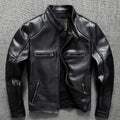 Black Autumn Leather Jacket Men Retro Style Plus Size 6XL Genuine Natural Cowhide Stand Collar J100 Motorcycle Sports Coat