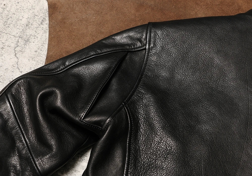 Black Winter Leather Jacket Men Sports Style Plus Size 4XL Genuine Natural Thick Cowhide Stand Collar Slim Fit Leather Coat